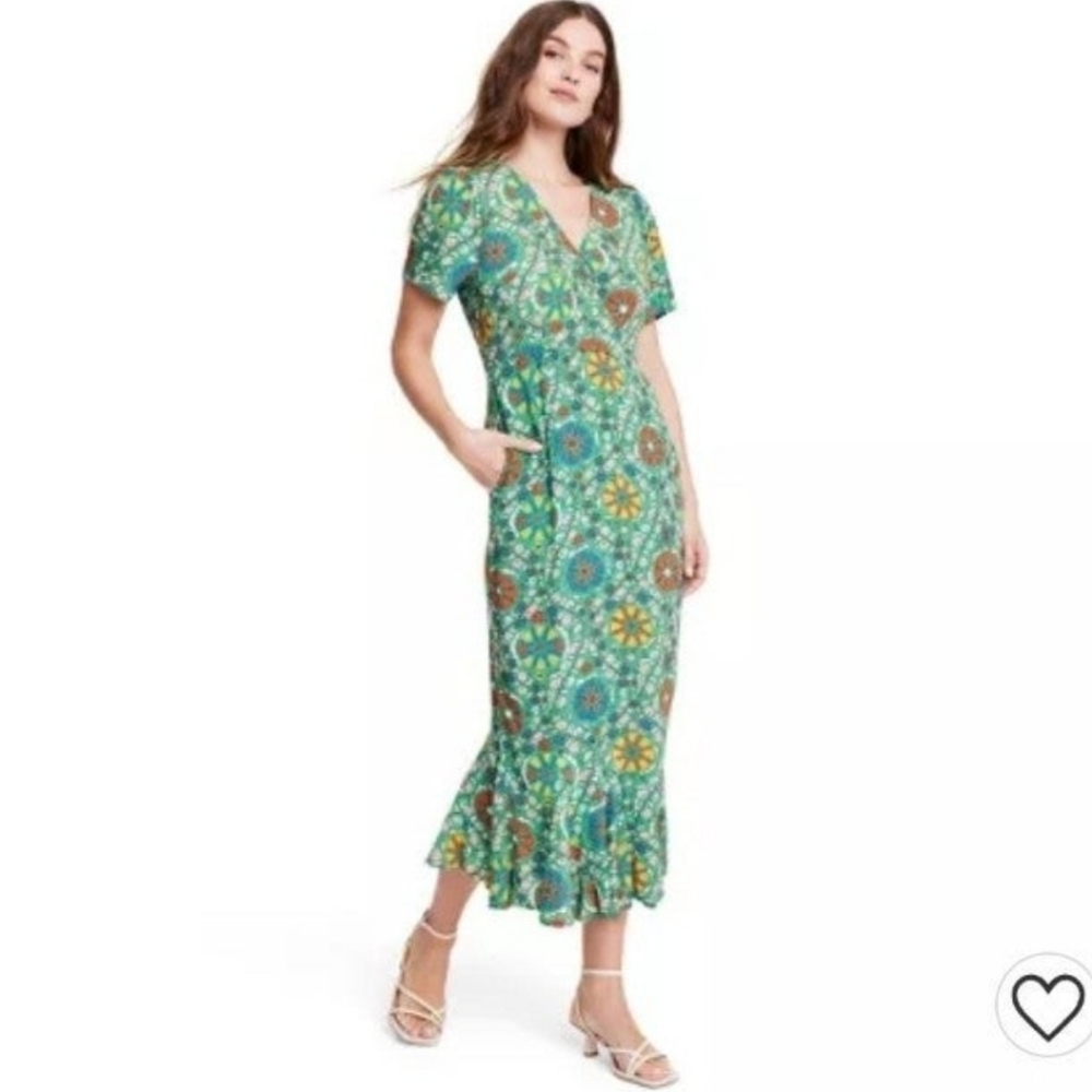 Women's Zinnia Floral Print Short Sleeve Midi dress